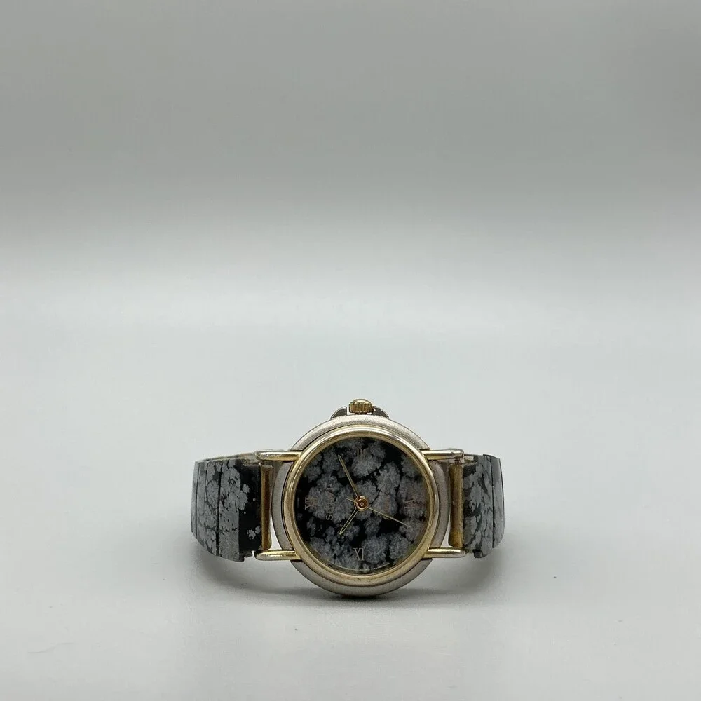 Vintage Shiwi Womens Watch 25mm Black Dial Two Tone Expansion Bracelet Quartz